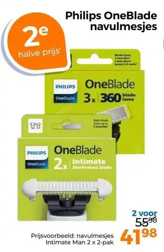 Trekpleister Philips OneBlade navulmesjes aanbieding