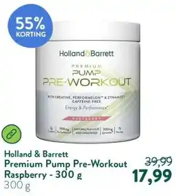 Holland & Barrett Premium Pump Pre-Workout Raspberry - 300 g aanbieding
