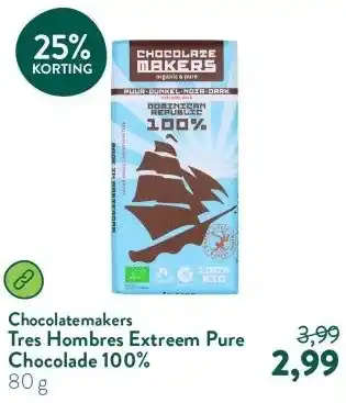Holland & Barrett Tres Hombres Extreem Pure Chocolade 100% aanbieding