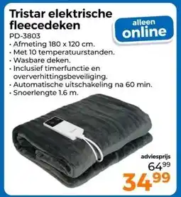 Trekpleister Tristar elektrische fleecedeken aanbieding