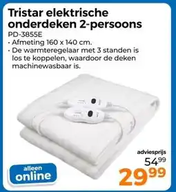 Trekpleister Tristar elektrische onderdeken 2-persoons aanbieding