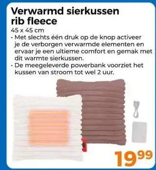 Trekpleister Verwarmd sierkussen rib fleece aanbieding