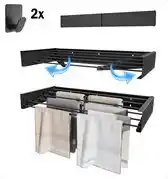 Bol.com PLAY IT Wanddroogrek Inklapbaar Zwart 100 cm - 6 Meter Drooglengte + 2 Haakjes aanbieding