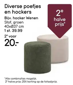 Leen Bakker Diverse poefjes en hockers aanbieding