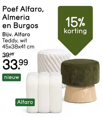 Leen Bakker Poef Alfaro, Almeria en Burgos aanbieding