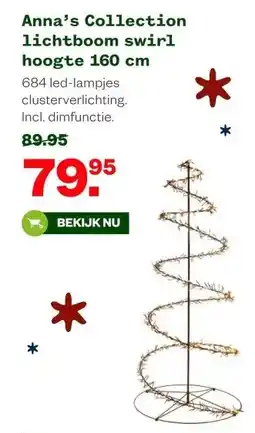 Welkoop Anna's Collection lichtboom swirl hoogte 160 cm aanbieding