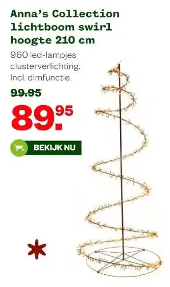 Welkoop Anna's Collection lichtboom swirl hoogte 210 cm aanbieding