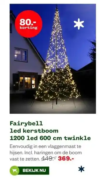 Welkoop Fairybell led kerstboom 1200 led 600 cm twinkle aanbieding