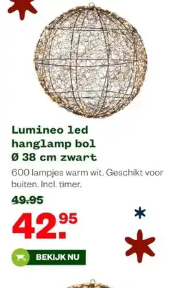 Welkoop Lumineo led hanglamp bol Ø 38 cm zwart aanbieding