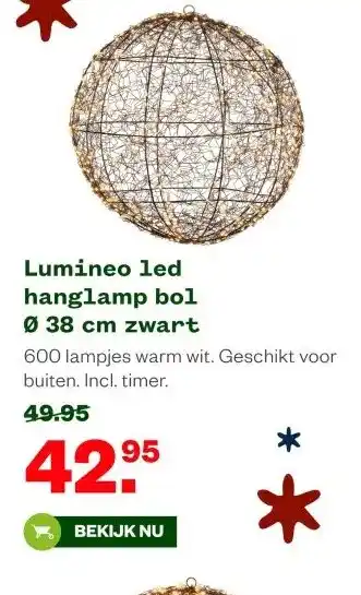 Welkoop Lumineo led hanglamp bol Ø 38 cm zwart aanbieding