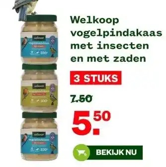 Welkoop Welkoop vogelpindakaas met insecten en met zaden aanbieding