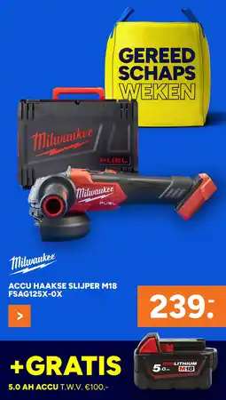 BOUWMAAT Accu haakse Slijper M18 Fsag125x-Ox aanbieding