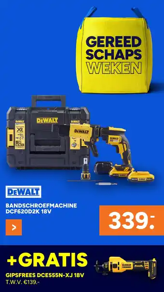 BOUWMAAT Bandschroefmachine Dcf620d2k 18V aanbieding