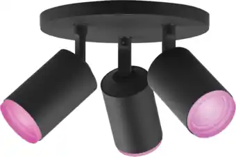 Coolblue Philips Hue Fugato Opbouwspot White and Color - Zwart - 3-spots aanbieding