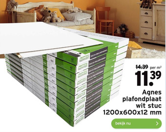 GAMMA Agnes plafondplaat wit stuc 1200x600x12 mm aanbieding