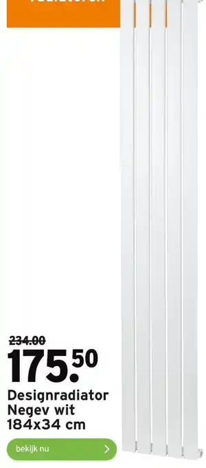 GAMMA Designradiator Negev wit 184x34 cm aanbieding