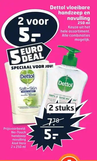 Trekpleister Dettol vloeibare handzeep en navulling 250 ml aanbieding