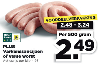 PLUS PLUS Varkenssaucijzen of verse worst aanbieding