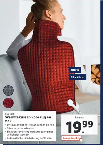 Lidl Beurer Warmtekussen Voor Rug En Nek aanbieding