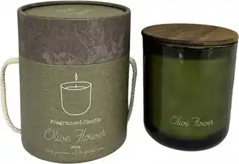 Intratuin Intratuin geurkaars in glas Indi Olive Flower groen 40 D 9,8 H 11,7 cm aanbieding
