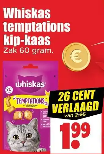 Dirk Whiskas temptations kip-kaas aanbieding