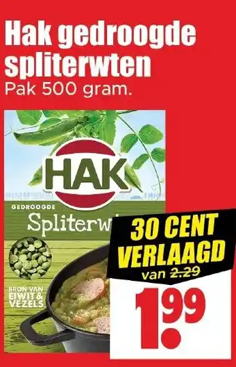 Dirk Hak gedroogde spliterwten aanbieding