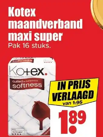Dirk Kotex maandverband maxi super aanbieding