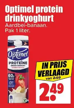 Dirk Optimel protein drinkyoghurt Aardbei-banaan aanbieding