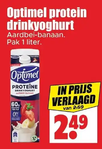 Dirk Optimel protein drinkyoghurt Aardbei-banaan aanbieding