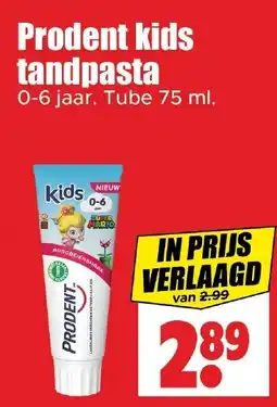 Dirk Prodent kids tandpasta 0-6 jaar aanbieding