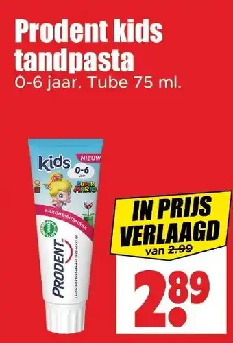 Dirk Prodent kids tandpasta 0-6 jaar aanbieding
