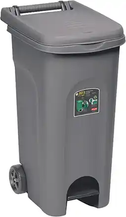 Bol.com Container 'Urban' - Kliko - Wieltjes - Pedaal - 80L - Grijs aanbieding