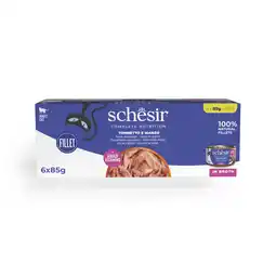 Zooplus Voordeelpakket: 24x85g Schesir Complete Nutrition Filet in bouillon tonijn met rund nat kattenvoer aanbieding