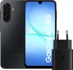 Coolblue Samsung Galaxy A17 128GB Zwart 5G + Samsung Oplader 25 Watt Zwart aanbieding