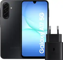 Coolblue Samsung Galaxy A17 128GB Zwart 5G + Samsung Oplader 25 Watt Zwart aanbieding