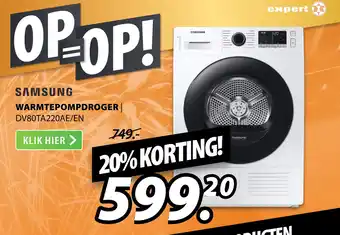 Expert SAMSUNG WARMTEPOMPDROGER | DV80TA220AE/EN aanbieding