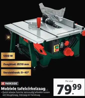 Lidl Parkside Mobiele tafelcirkelzaag aanbieding