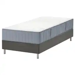 IKEA Modern bed met grijze lyngÖr-matras, met 7 comfortzones op een grijze basis aanbieding
