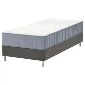 IKEA Modern bed met grijze lyngÖr-matras, met 7 comfortzones op een grijze basis aanbieding