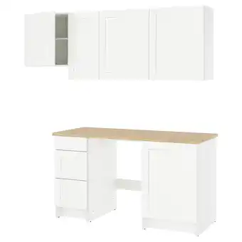 IKEA Knoxhult ikea keukenopstelling met onderkasten, lades en bovenkasten, aanrechtblad in houteffect aanbieding