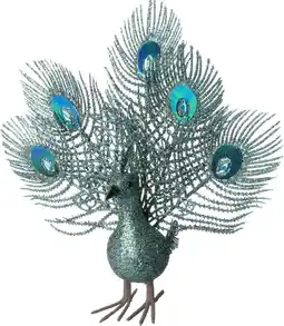 Intratuin Intratuin kerstclip Paco pauw blauw 38 x 30 x 9 cm aanbieding