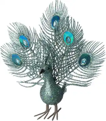 Intratuin Intratuin kerstclip Paco pauw blauw 38 x 30 x 9 cm aanbieding