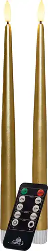 Intratuin Anna's Collection LED dinerkaars met timer goud D 2,2 H 30 cm 2 stuks aanbieding