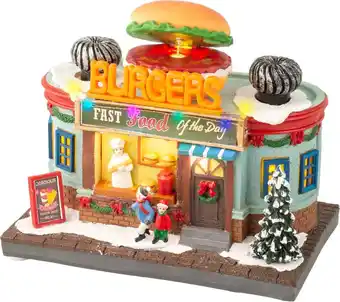 Intratuin Lumineo kersthuisje burgers fast food (hamburgertent) 12 x 19,5 x 16 cm aanbieding