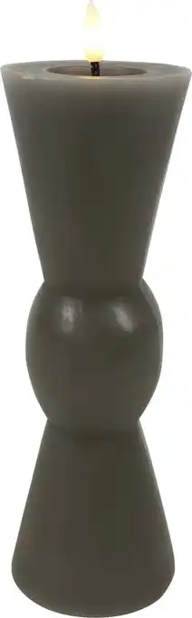Intratuin Countryfield LED kaars Lyon grijs D 8,8 H 27 cm aanbieding