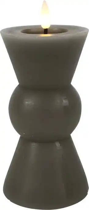 Intratuin Countryfield LED kaars Lyon grijs D 8 H 18 cm aanbieding