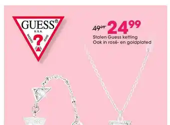 Lucardi Stalen guess ketting ook in rosé- en goldplated aanbieding