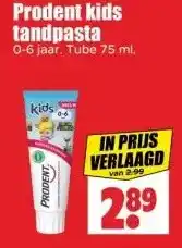 Dirk Prodent kids tandpasta aanbieding