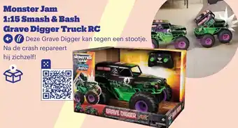 Bol.com Monster Jam 1:15 Smash & Bash Grave Digger Truck RC aanbieding