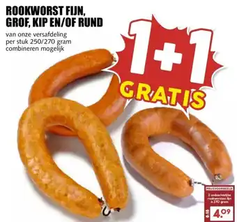 MCD Supermarkt ROOKWORST FIJN, GROF, KIP EN/OF RUND aanbieding